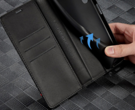 Luxe BookCover Hoes Etui voor Samsung Galaxy S24 FE -  Zwart Rood Carbon - V2