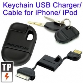 USB Kabel-Oplader Sleutelhanger voor iPad    Zwart