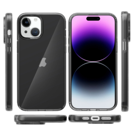 Transparant Hard-Cover Bescherm-Hoes + Screenprotector voor iPhone 15 PLUS - Zwart