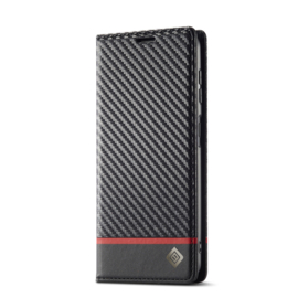 Luxe BookCover Hoes Etui voor Samsung Galaxy A55   - 5G  Zwart-Rood-Carbon *V2