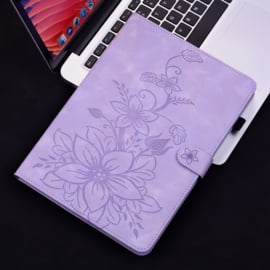 Luxe Bescherm-Etui Hoes Map voor Samsung Galaxy Tab S9 FE  -  S10 FE  -  10.9"  -    Lelie  - Paars