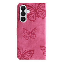 BoekCover Hoes Etui voor Samsung Galaxy A57   Roze  -  Vlinders -  Reliëf