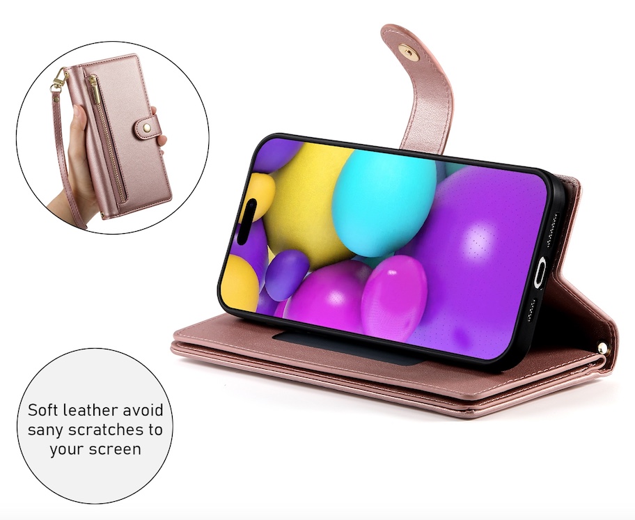 Luxe Portemonnee - Etui  Hoes Tas voor iPhone 16  - Met Schouder - Draagkoord -  Roze