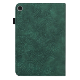 Bescherm-Etui Hoes Map voor Samsung Galaxy Tab  A9 Plus - A11 Plus - 11" -   Bloem Reliëf - Groen