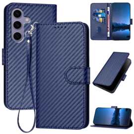 Luxe BookCover Hoes Etui voor Samsung Galaxy S24 - S25     Blauw  - Carbon
