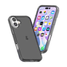 Transparant Hard-Cover Bescherm-Hoes + Screenprotector voor iPhone 16 - Grijs