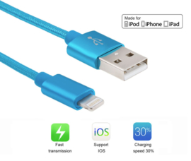 Luxe Metalen Lightning Oplader - Data USB Kabel voor iPhone - iPad  100cm. Zwart
