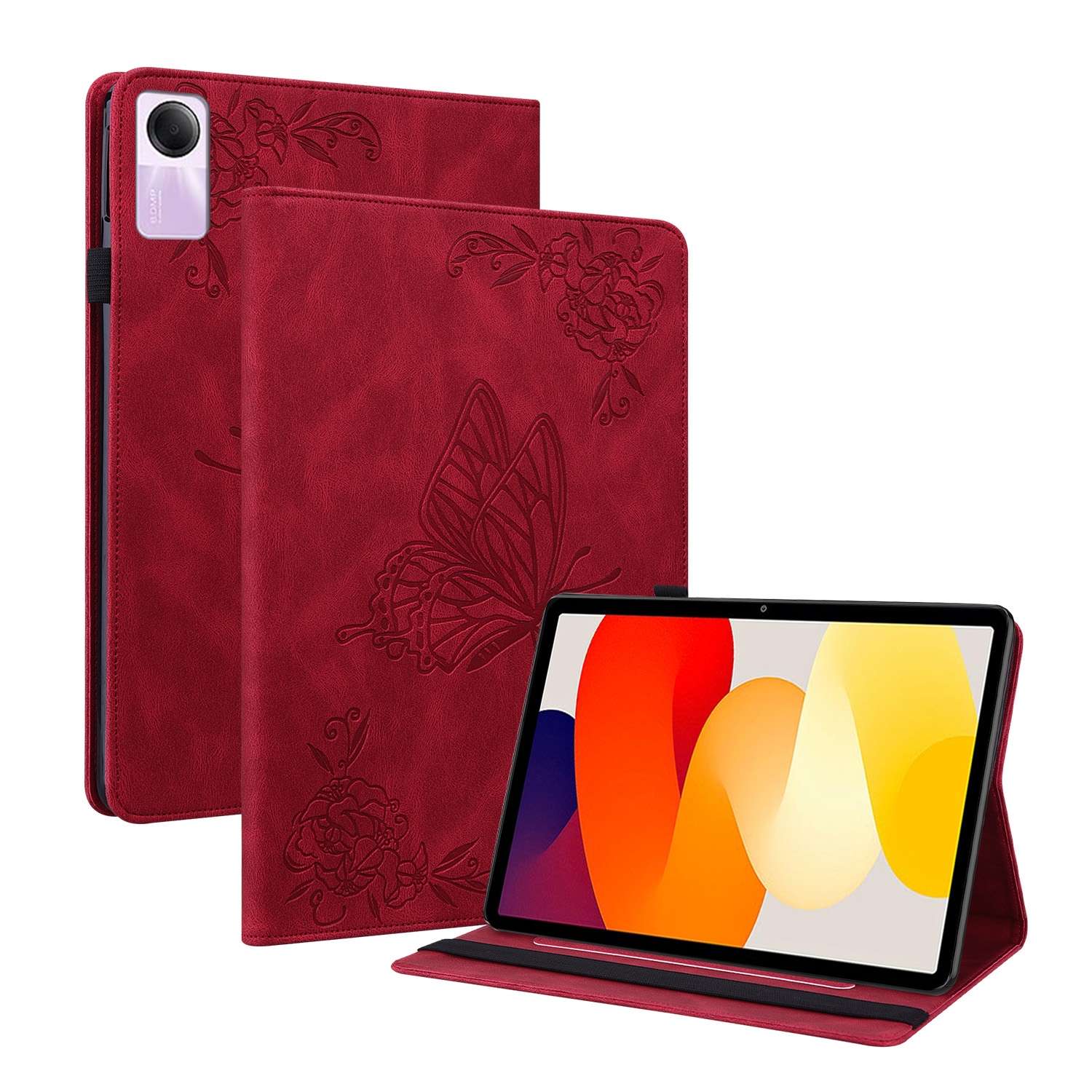 Bescherm-Etui Hoes Map voor Xiaomi Redmi Pad SE - 11  -  Vlinder -  Rood