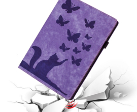 Bescherm-Etui Hoes Map voor Samsung Galaxy Tab S9 Plus - S9 FE Plus - S10 PLUS - 12.4 - Kat Vlinder -  Paars