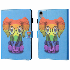 Regenboog Olifant  - Bescherm-Etui Map Hoes voor  iPad 10  - 10.9  2022 A2696