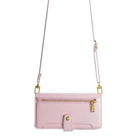 Luxe Portemonnee - Etui  Hoes Tas voor Samsung Galaxy S24  - S25  Met Schouder - Draagkoord -  Roze