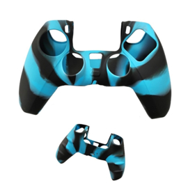 Silicone Hoes / Skin voor Playstation 5 - PS5 Controller   Blauw  Zwart