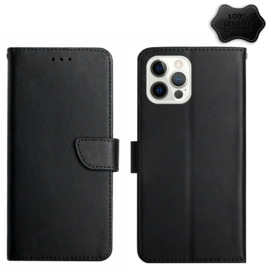 Leren Bescherm-Etui Hoes voor iPhone 13 Pro Max - 14 Pro Max   -  Zwart