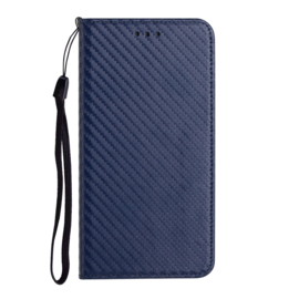 Luxe BookCover Hoes Etui voor Samsung Galaxy S24  -  Blauw-Carbon