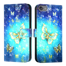 Bescherm-Etui Mapje Hoes voor iPod Touch   - Blauw - Gouden Vlinder