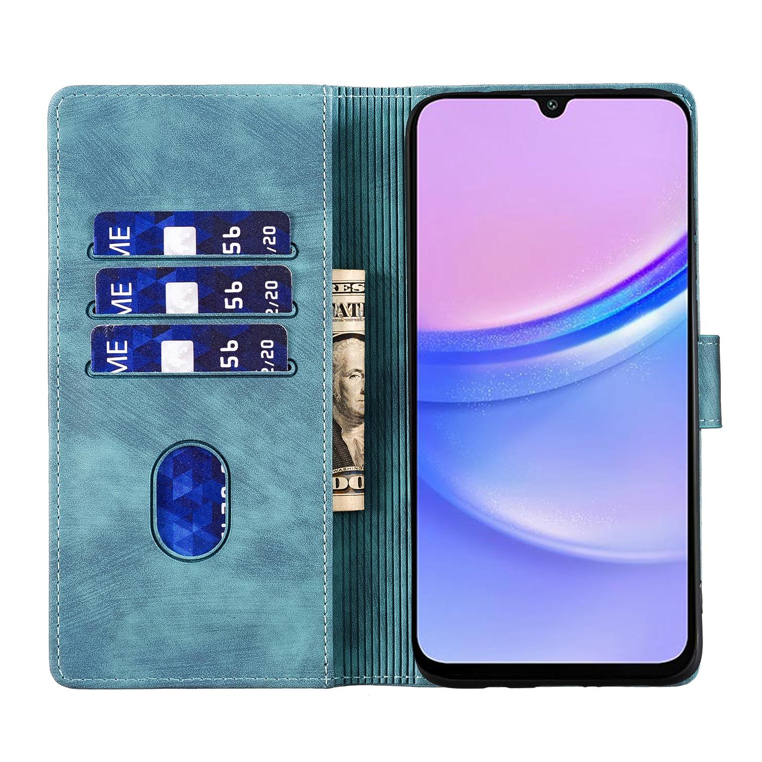 BoekCover Hoes Etui voor Samsung Galaxy A56 - A36  -  Kat en Hart  - Groen-Blauw  - Reliëf