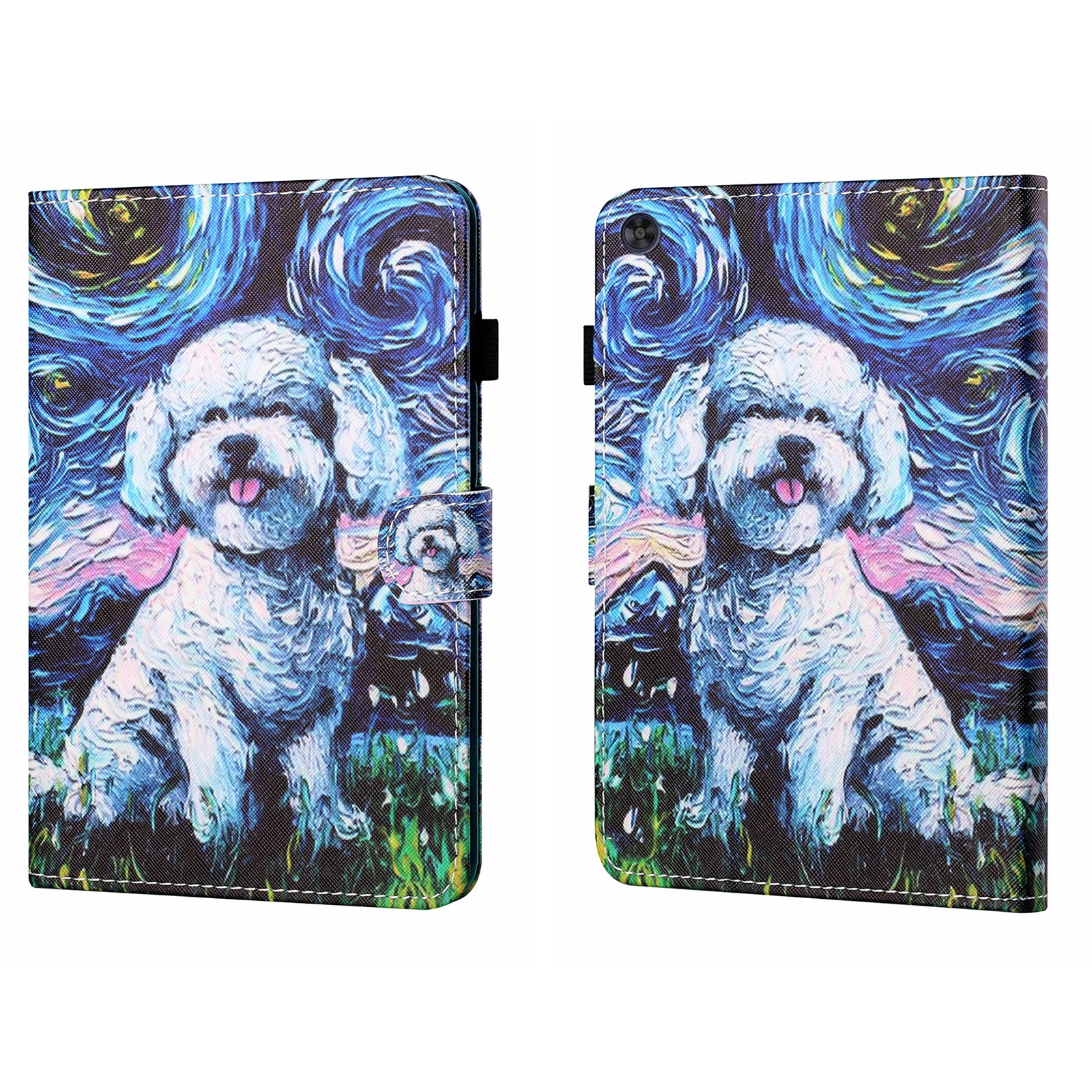 Bescherm-Etui Hoes Map voor Samsung Galaxy Tab A9 Plus - 11 -  Hondje - Schilderij-stijl