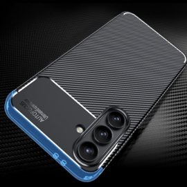 Carbon TPU Bescherm-Hoes Skin voor Samsung Galaxy S24 FE - Zwart