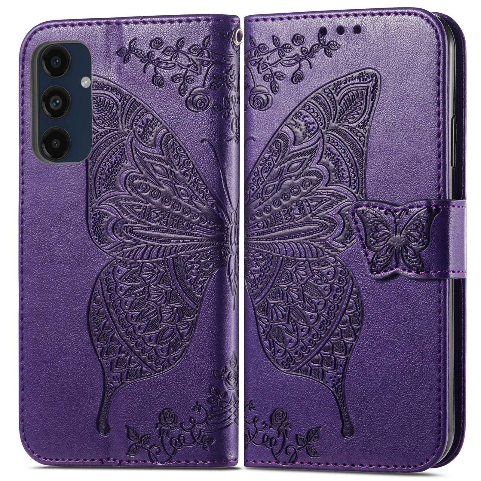 PU BoekCover Hoes Etui voor Samsung Galaxy A16 - A26    Vlinders   Paars *