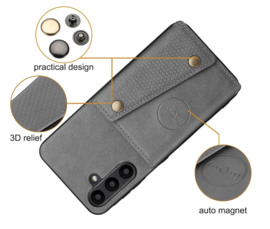 PU Bescherm-Hoes Cover met 4 Pas-vak voor Samsung Galaxy A57  - Bruin
