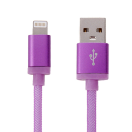 Lightning Oplader en Data USB Kabel voor iPhone - iPad   20cm    Paars