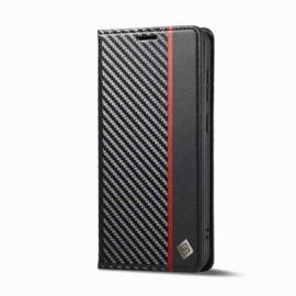 Luxe BookCover Hoes Etui voor Samsung Galaxy S24 Plus - S25 Plus -  Zwart Rood Carbon
