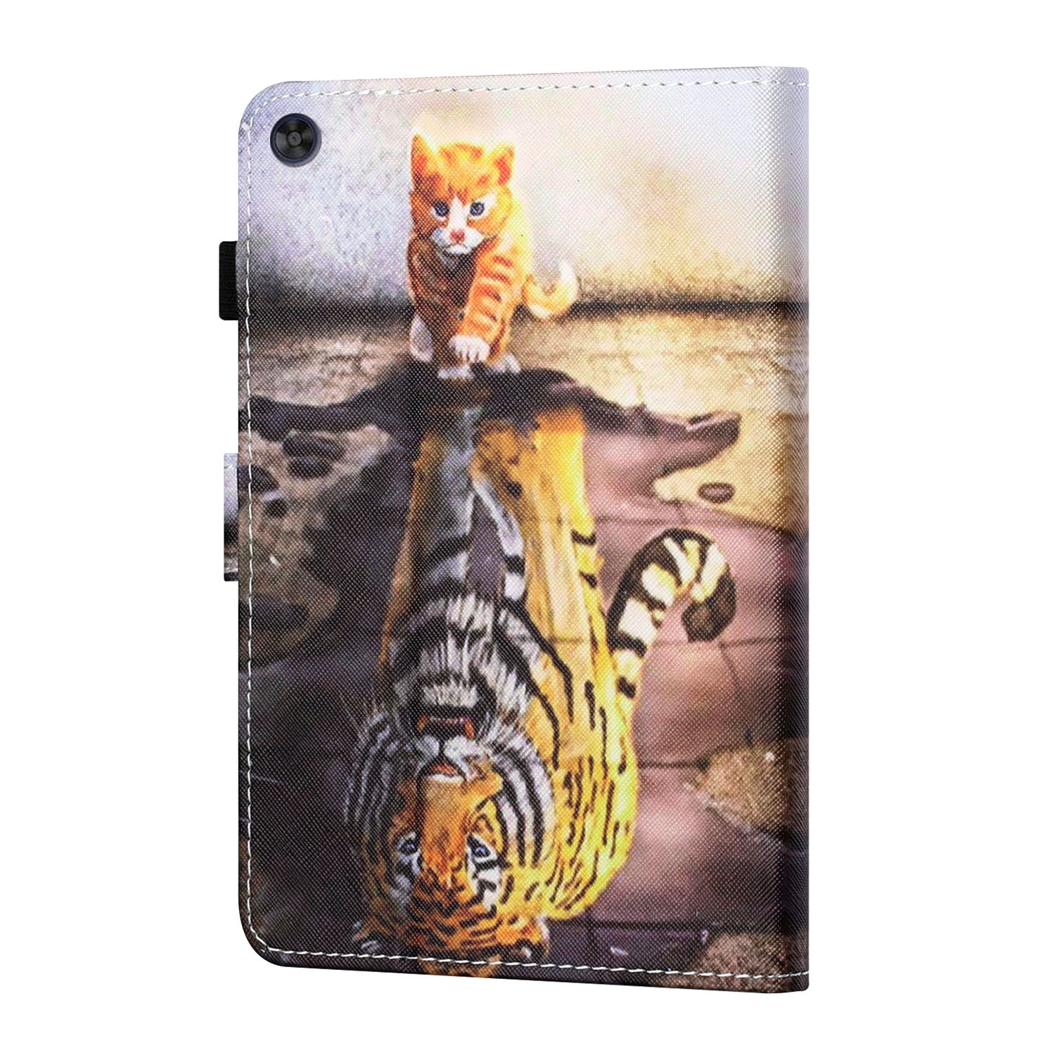 Bescherm-Etui Hoes Map voor Samsung Galaxy Tab A9 Plus - 11 -  Kitten-Tijger - Schilderij-stijl