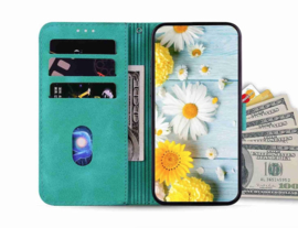 BoekCover Etui Hoes voor Samsung Galaxy S26  -  Turquoise   -  Lelie  - Reliëf - v1