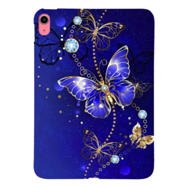 TPU Flex Bescherm- Hoes Cover Skin voor iPad 10   -  Vlinders - Blauw