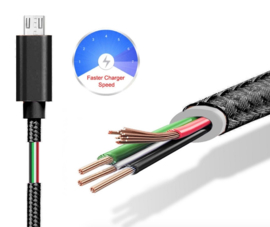 USB 2.0 - Micro USB Oplader en Data Kabel - 1  meter - Zwart