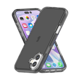 Transparant Hard-Cover Bescherm-Hoes + Screenprotector voor iPhone 16 - Grijs