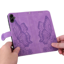 BoekCover Etui Hoes voor Samsung Galaxy A06 - A07  -  Paars -  Vlinder  - Reliëf