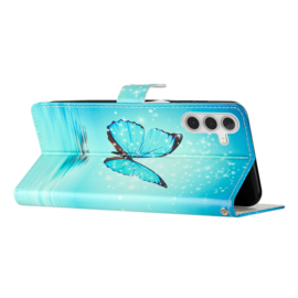 BookCover Hoes Etui voor Samsung Galaxy A35  -  Blauw - Vlinder