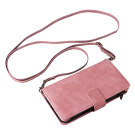 Portemonnee - Etui  Tas voor iPhone 16  - Met Schouder - Draagkoord -  Roze