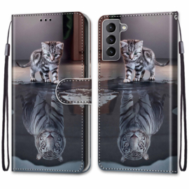 BookCover Hoes Etui voor Samsung Galaxy S22 5G  - Kat Tijger