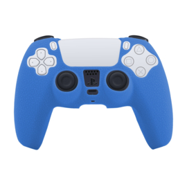 Leer-Look Silicone Hoes / Skin voor Playstation 5 - PS5 Controller   Blauw