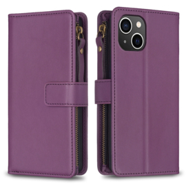 9 Pas - Portemonnee Etui Hoes voor iPhone 15    -    Paars