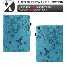 Luxe Bescherm-Etui Hoes Map voor Samsung Galaxy Tab A9 Plus  - 11    "Kolibrie"   Turquoise