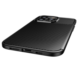 Luxe TPU Carbon  Bescherm-Hoes  voor iPhone 14 Pro     Zwart