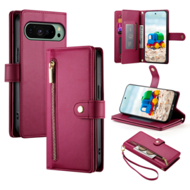 Luxe Portemonnee - Etui  Hoes Tas voor Google Pixel 9 - 9 Pro - 10 - 10 Pro  -  Met Schouder - Draagkoord -  Rood
