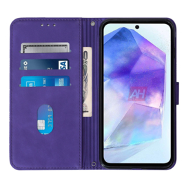 Hoes - Etui - Tas voor Samsung Galaxy A35  - Met Schouder - Draagkoord -  Paars