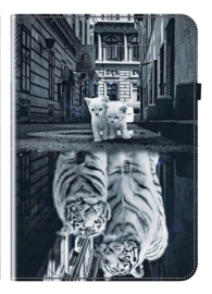 Luxe Bescherm-Etui Hoes Map voor Samsung Galaxy Tab A9 Plus - 11 -    Kitten  - Tijger