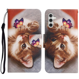 BookCover Hoes Etui voor Samsung Galaxy A54  -    Lieve Kitten - Vlinder