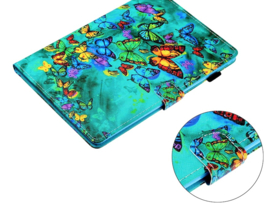 Luxe Bescherm-Etui Hoes Map voor iPad Mini 6 - Mini 7   -    Vlinders  -  Groen