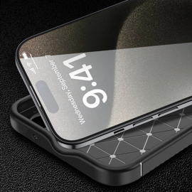 Luxe TPU Carbon  Bescherm-Hoes Cover Skin voor iPhone 16 PRO   -   Zwart