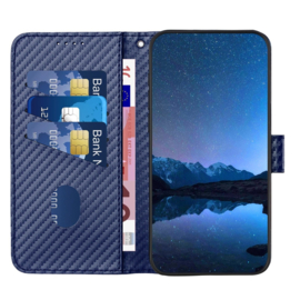 Luxe BookCover Hoes Etui voor Samsung Galaxy S24 - S25     Blauw  - Carbon