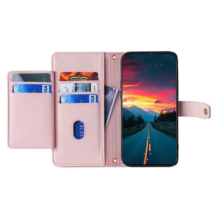 Luxe Portemonnee - Etui  Hoes Tas voor iPhone 16  - Met Schouder - Draagkoord -  Roze