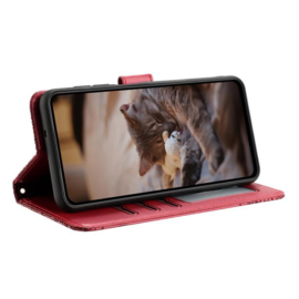 BookCover Hoes Etui voor Samsung Galaxy A56 - A36  -  Rood  - Katten op Muurtje - Reliëf