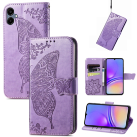 PU BookCover Hoes Etui voor Samsung Galaxy A06    Vlinders   Paars