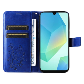 PU BookCover Hoes Etui voor Samsung Galaxy A16 - A26  - Blauw -   Vlinders